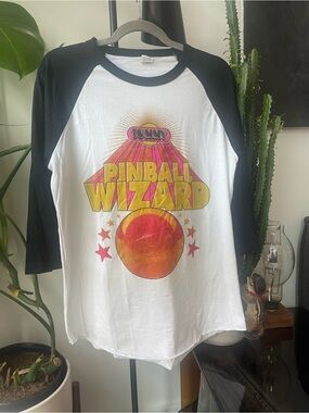Pinball Wizard Raglan Long Sleeve Tee - Black & White
